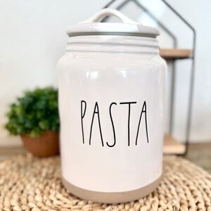 Rae Dunn Ceramic Pasta Canister with Tan Bottom